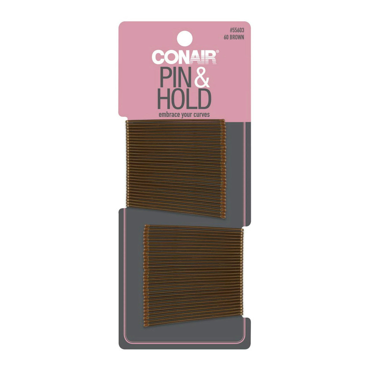 Conair Pin and Hold Curved Bobby Pins, Brown, 60 Ea